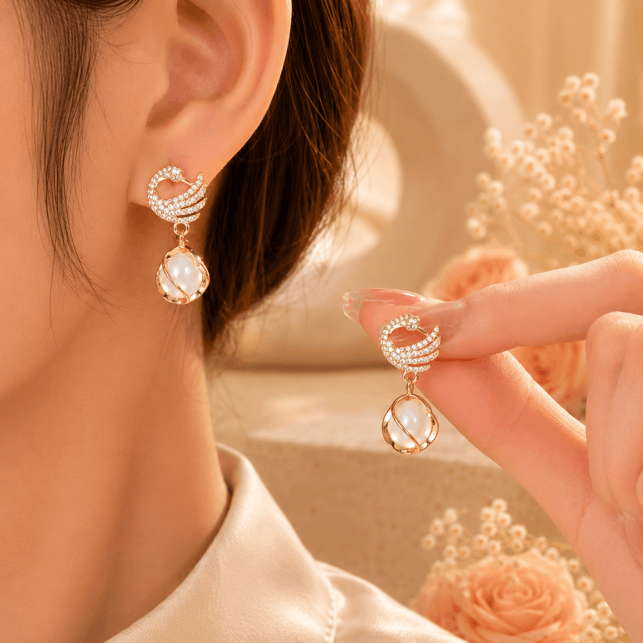 Elegant Swan Drop Earrings for Girls & Women
