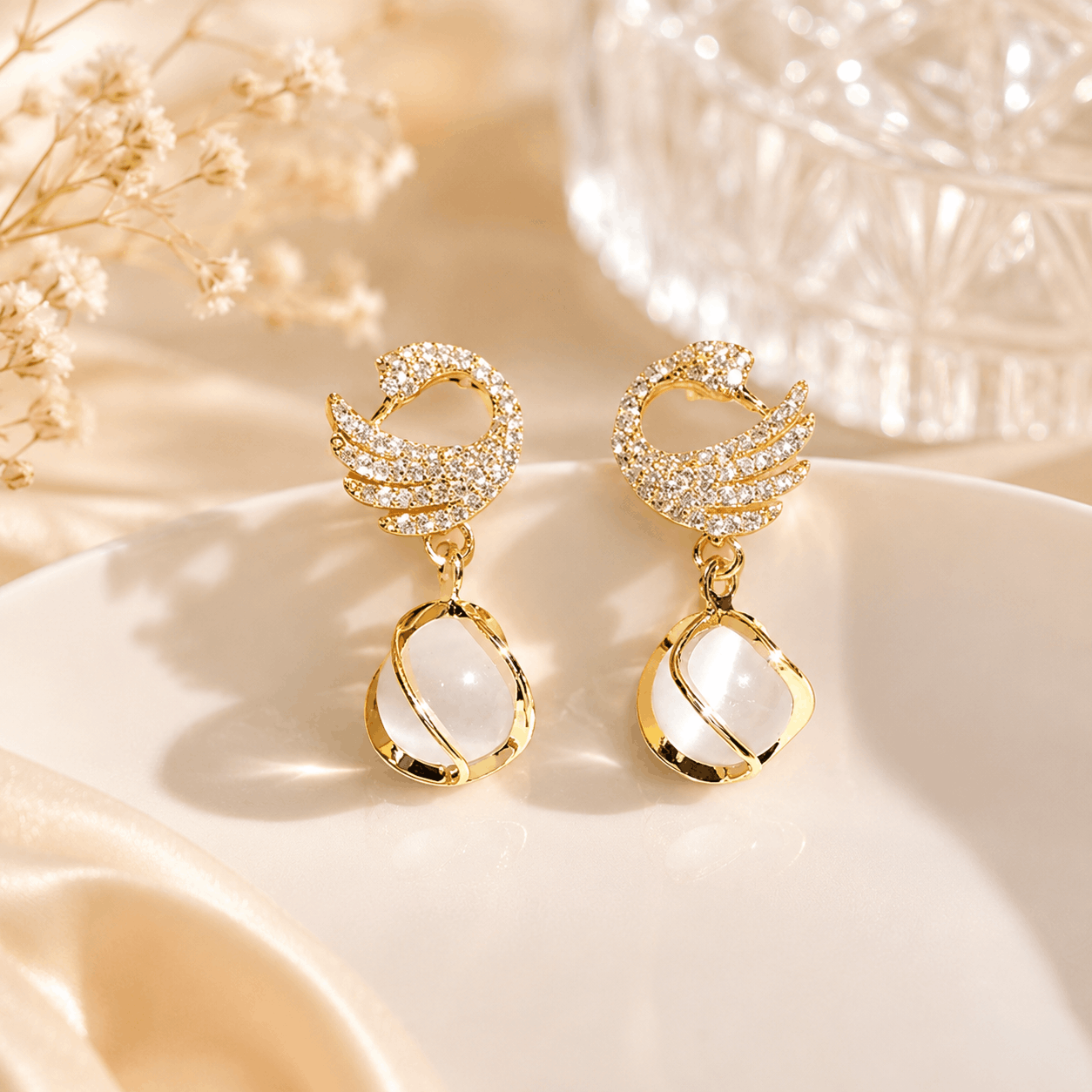 Elegant Swan Drop Earrings for Girls & Women