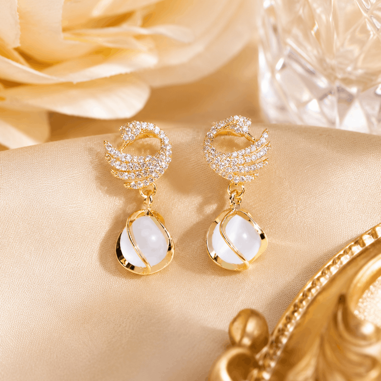 Elegant Swan Drop Earrings for Girls & Women