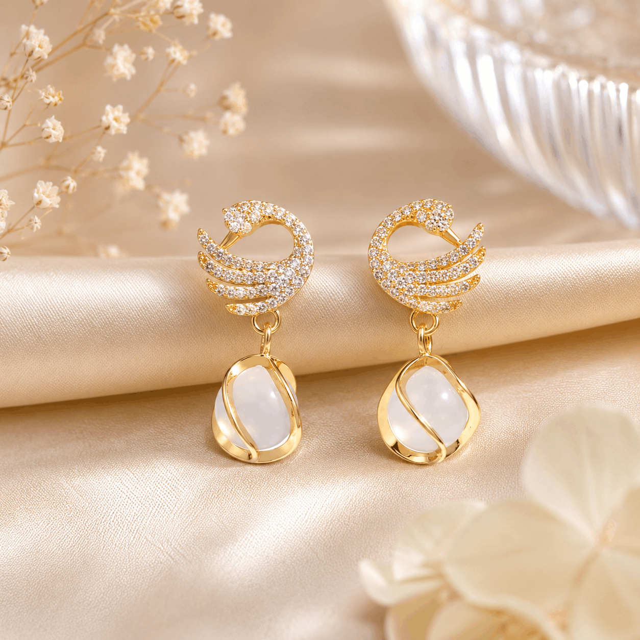Elegant Swan Drop Earrings for Girls & Women